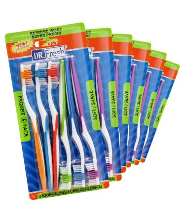 Dr. Fresh Extreme Value Toothbrush Soft Bristles 6 Count (Pack of 6)