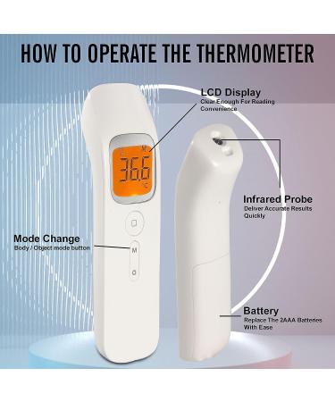 Rgdood Non-Contact Digital Infrared Forehead Thermometer - Accurate Temperature Reading for Adults and Kids - Object Mode Function - 20 Memory Recall - White - Buy Online on GoSupps.com