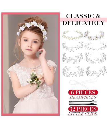 Girl Princess Wedding Headband Set - Pearl Rhinestone Flower Hair Accessories for Girls - Buy Online on GoSupps.com