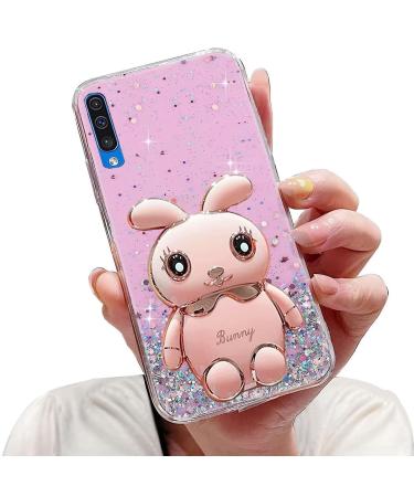 Tivenfezk nadoli for Huawei P30 Hase hidden stand shell caricature glitter rabbits stand soft silicone bling cell phone case transparent protective cover huawei p30 pink