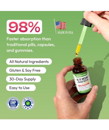 Oil of Oregano with Black Seed Oil Liquid Drops Wild Oregano (90% Carvacrol) and Black Cumin Seed Oil Vegan GMO-Free & High-Potency Supports Immunity Gut Health and Wellness (Unflavored 30mL) - Buy Online on GoSupps.com