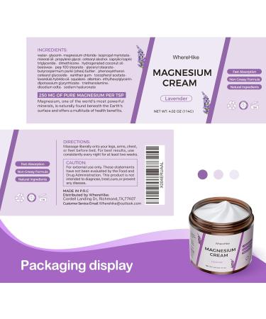 Natural Topical Magnesium Cream for Sleep Nighttime Magnesium Lotion for Pain and Leg Cramps Muscle Relaxation Calm Deep Hydration for Skin Care-Lavender 1-Lavender - Buy Online on GoSupps.com