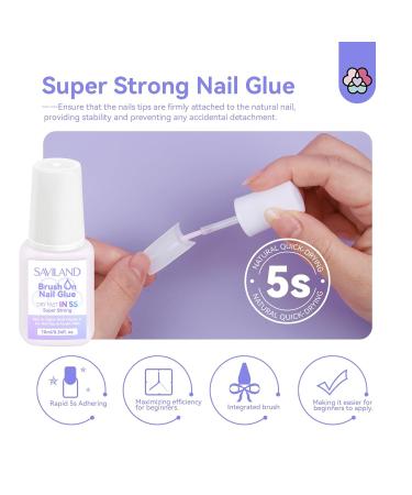 Buy SAVILAND Acrylic Nail Tips & Glue - Half Cover False Nail Tips 10 Sizes for Professional Acrylic Nails | Fast-Dry Nail Glue & Starter Kit - Buy Online on GoSupps.com