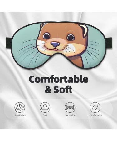 Cartoon Cute Otters Sleep Mask - Adjustable Soft Blindfold for Travel Meditation & Relaxation - Buy Online on GoSupps.com