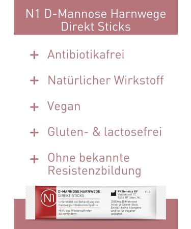 N1 D-Mannose Direktsticks - 90 St. | Natural Relief for Bladder Inflammation & Urinary Tract Infection | 90 Days Supply | Antibiotic-Free & Waterless | Delicious Taste - 3 Pack - Buy Online on GoSupps.com