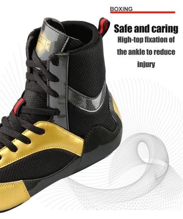 QIAO High Top Wrestling Boxing Shoes - Non-Slip Breathable Training Shoes for Men and Women - Size 10 High-Black - Buy Online on GoSupps.com