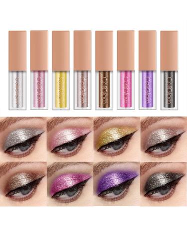 Metallic dazzling glitter Liquid Eyeshadow Set 8 colors shimmer metal durable Sparkling eyeshadow glow liquid starry sequin shadow