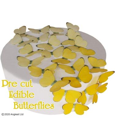 Pre-Cut Yellow Butterflies - Edible Rice/Wafer Paper Cake & Cupcake Toppers for Birthdays Weddings & Parties - Buy Online on GoSupps.com