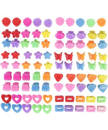 90 Pack Small Mini Flower Star Heart Butterfly Plastic Hair Claw Clips Jaw Barrettes Grip Clamps Pins Updo Decorative Bun Bangs Braids Twist Accessories for Kids Baby Girl Thin Thick Hair