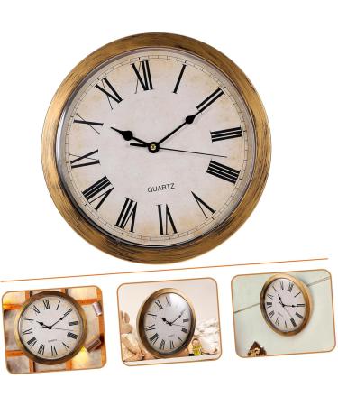 HOMSFOU 2pcs Retro Wall Clock Safety Wall Clock Storage Wall Clock Wall Hanging Clock Household Goldenx2pcs 25*7cmx2pcs - Buy Online on GoSupps.com