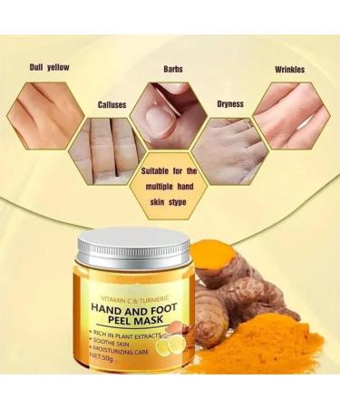Masque la vitamine C et la cire de curcuma pour les mains et les pieds lisse la peau nettoie en douceur illumine la peau des mains - Buy Online on GoSupps.com