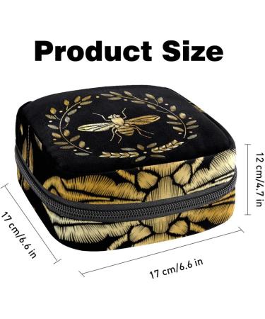 Embroidered Bee Ladies Napkin & Menstrual Pad Storage Bag | Portable Menstrual Cup Pocket with Zipper for Teens & Women - Buy Online on GoSupps.com