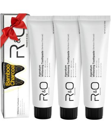 R&O Ageratum Whitening Toothpaste with Bamboo Charcoal 3.53 oz - Great for Teeth Whitening Reduces Plaque Removes Stubborn Stains Promotes Oral Health Long - Lasting Fresh Breath (3) - Buy Online on GoSupps.com