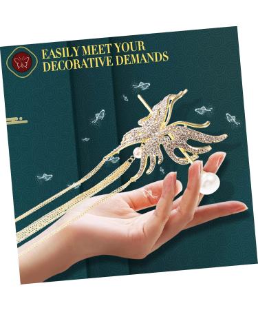 Housoutil Butterfly Pearl Hairpin Bride Headpiece Chinese Hair Bun Sticks Butterfly Hair Chopsticks Pearl Hair Barrettes Butterfly Hair Cuffs Bridal Hair Pin Headband Alloy Women's Simple - Buy Online on GoSupps.com