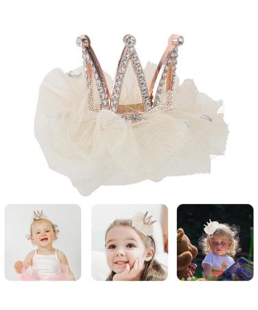 Uonlytech Strass Crown Hair Clip - Princess Tiara Bobby Pins for Girls - Crystal Hair Clasp for Children - Beige - Buy Online on GoSupps.com