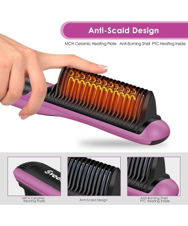 Ceramic Hair Straightening Brush | Fast Heating, 6 Temp Settings, Anti-Scald Design | Ideal for Home, Travel & Salon Use | Black Purple - Buy Online on GoSupps.com