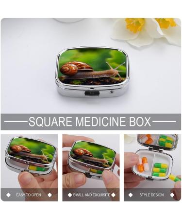 Pill Box Wildlife Animal Snail Print - 2 Compartment Portable Medicine Organizer for Pocket & Purse - Buy Online on GoSupps.com