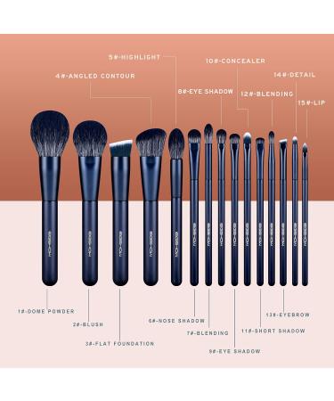 EIGSHOW Professional Makeup Brush Set - 15 Piece Kit for Eye and Face - Blue - Buy Online on GoSupps.com