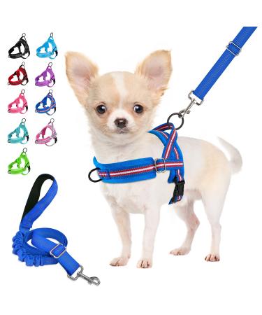 Eyein no-pull dog harness with leash dishes with soft padded reflective adjustable breast dishes for puppies small dogs large dogs pets cats (dark blue XXS) dark blue XXS