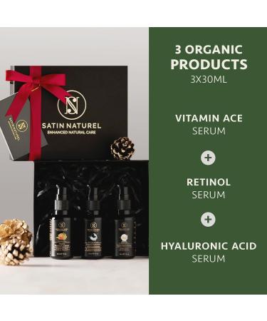 Christmas Beauty Gift Box with Hyaluronic Acid, Vitamin C & Retinol Serum - Natural Skincare Set for Women - Ideal Gifts for Her & Mum | Satin Naturel - Buy Online on GoSupps.com