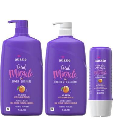 Aussie Total Miracle Shampoo Conditioner 3 Minute Miracle Treatment + Miracle Moist Shampoo and Conditioner Bundle - Buy Online on GoSupps.com