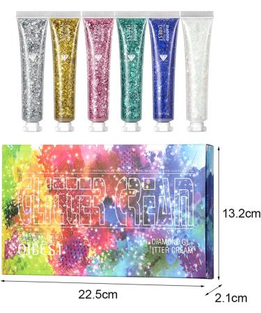 RoseFlower 6 Colours Face Gel Glitter Body Gel Festival Glitter Cosmetic Face Hair Nails Eyes Bling Sequins Makeup Sequins Liquid Eyeshadow Christmas Halloween Makeup Mermaid Powder Shiny Flakes #1 - Buy Online on GoSupps.com