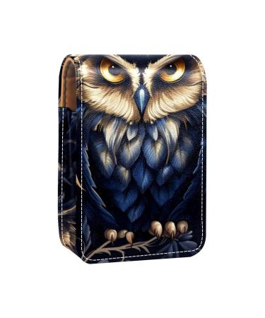 Travel Lipstick Organizer Case Lipstick Case Portable Makeup Bag With Mirror Colorful Animal Owl Plant Leaf Illustration M705u8wvzk