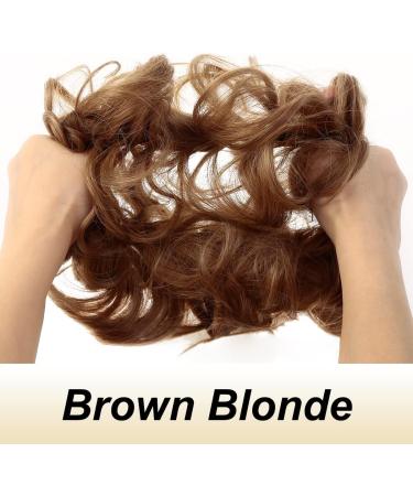 JJstar 2PCS Messy Bun Hair Pieces - Brown Blonde Curly Fake Hair Buns for Women & Girls - Buy Online on GoSupps.com