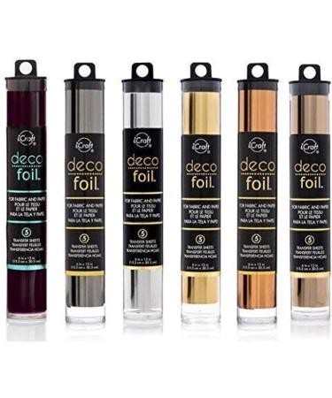 Deco Foil Transfer Sheets Bundle - Black, Pewter, Silver, Gold, Rose Gold, Copper - Set of 6 Metal Colors - Buy Online on GoSupps.com