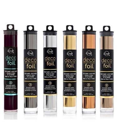 Deco Foil - Transfer Sheets - Black  Pewter  Silver  Gold  Rose Gold  and Copper - Bundle of 6 Metal Colors