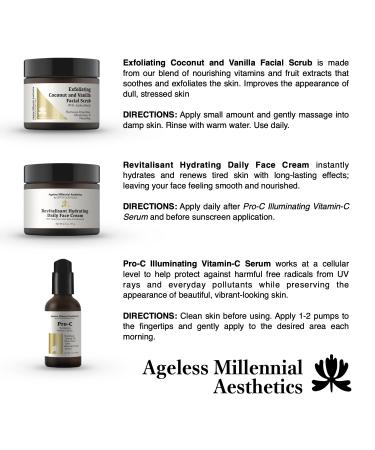 Ageless Millennial Aesthetics Skin Care Gift Box | Coconut Scrub Pro-C Serum & Hydrating Cream | International Shipping Available - Buy Online on GoSupps.com