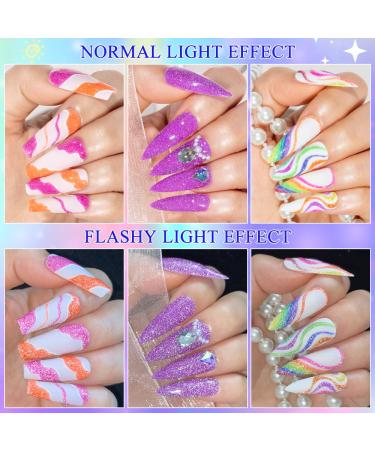 MIZHSE Neon Reflective Glitter Gel Polish Set - Sparkly Diamond Shimmer - Soak Off UV LED - Home & Salon Manicure - Buy Online on GoSupps.com
