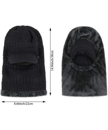 TAGVO Winter Knitted Balaclava Beanie Hat for Cycling Ski Mask - Universal Size, Black/Gray - Buy Online on GoSupps.com