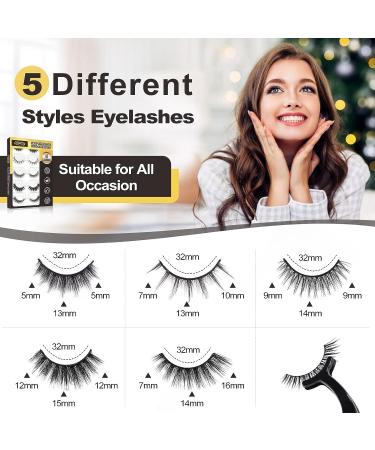 Reusable Self Adhesive Eyelashes - 5 Pairs Natural Fluffy False Lashes with Tweezers - No Glue Needed! Waterproof and Mink - Perfect Gift for Beginners - Buy Online on GoSupps.com