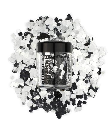 Stargazer Chunky Glitter Shaker Silver. Cosmetic glitter for use on the eyes lips face body hair and nails.