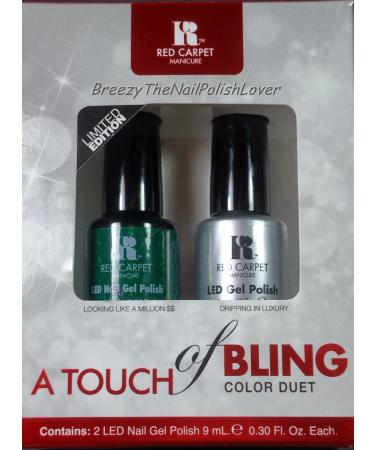 Red carpet manicure a touch of bling led gel nail polish color duet - arrowhead - look like a million $ $ & dripping in luxury x2 9 ml