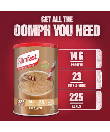 SlimFast Balanced Meal Shake - Caf Latte Flavor, 584g (Pack of 1) | High Fiber, Vitamins & Minerals | 16 Servings - Buy Online on GoSupps.com
