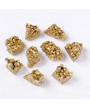 Crystal Rock Stone Electroplated Golden Crystal Mineral Crystal Specimen Natural Crystal Raw Gemstones Cluster for Home Decoration Crafts - Buy Online on GoSupps.com