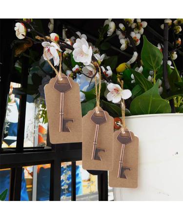 Nicoone Bottle Openers Key- Shaped Bottle Opener with Tag Card Twine for Wedding Guests Gift Party (50pcs+ Twine+ Card)