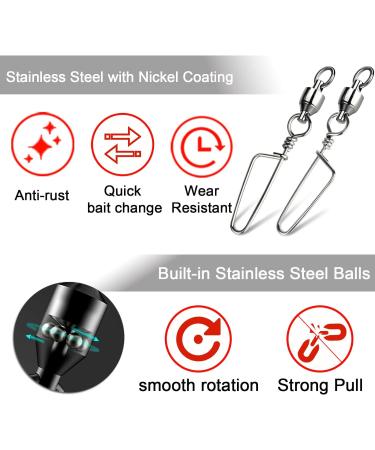 FishTrip Stainless Steel Ball Bearing Fishing Swivels with Snaps Coastlock 30 Pack - Ideal for Saltwater and Freshwater Fishing - #0-10# Size Range - 30pcs - Buy Online on GoSupps.com