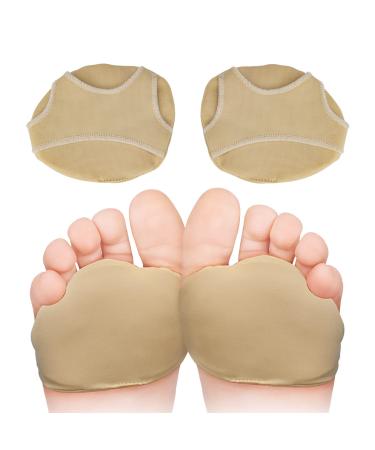 Metatarsal Pads for Women&Men Ball of Foot Cushion for Foot Pain Relief Cotton Forefoot Pads with Gel Inserts for Metatarsalgia Sesamoiditis Morton's Neuroma (S(8.25In-9.65In Beige) S(8.25In-9.65In) Beige