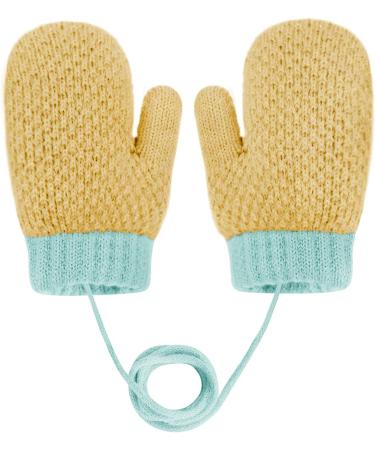 Kids Cute Fox Knitting Gloves | Toddler Winter Thermal Plush Lining Mittens for 1-3 Yrs | Yellow/3D Rabbit Design - Buy Online on GoSupps.com