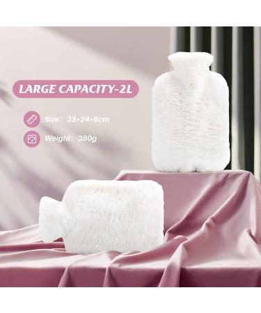 Cooyou 2L Hot Water Bottle with Fluffy Cover Hot/Cold Compress for Pain Relief - Buy Online on GoSupps.com