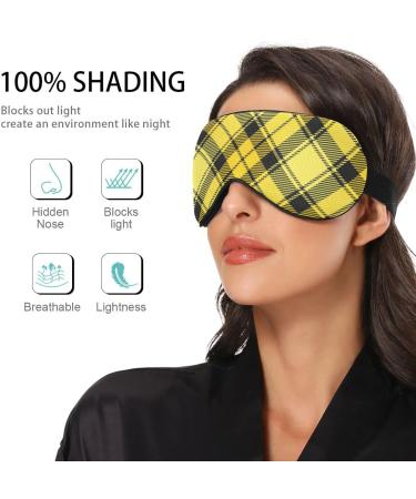 WELLDAY Yellow and Black Tartan Plaid Sleep Mask - Adjustable Strap for Men and Women - Buy Online on GoSupps.com