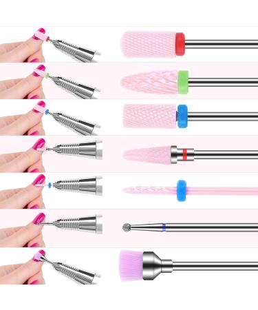Maquita 7-Piece Ceramic Nail Drill Bits Set - Professional Gel & Acrylic Nail Millers for Home Manicure & Pedicure - Large Pink Gift - Buy Online on GoSupps.com
