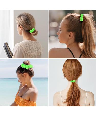 2 Pack Neon Hair Gum Scrunchy - Shining Green Satin Hair Ties for Women | Glittery Silk Hair Jewelry - Buy Online on GoSupps.com