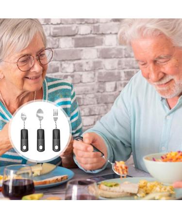 Tablespoons Adaptive Utensils 3PCS Stainless Steel Mirror Polishing Bendable Flexible Curved Cutlery Tableware with Plastic Handle Disabled Cutlery for Elderly Patient - Buy Online on GoSupps.com