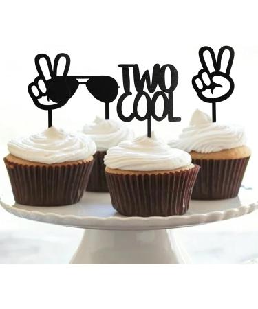 Two Cool 2nd Birthday Cupcake Toppers - Kids Birthday Two Cool Cake Toppers - 8 Pack Two Cool Cupcake Picks - Wooden Two Cool Cupcake Toppers for Baby Shower - Two Cool Sunglasses Cupcake Decorations - Buy Online on GoSupps.com
