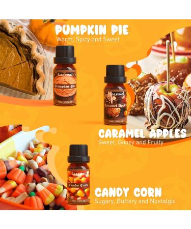 SALKING Halloween Fragrance Oils Essential Gift Set for Soaps & Candles - Pumpkin Pie, Caramel Apples, Candy Corn, Snickerdoodle, Caramel Corn, Apple Cider - Buy Online on GoSupps.com