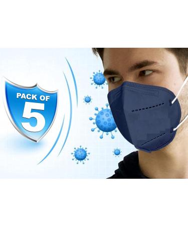Pack of 5 Disposable Face Mask 5 Ply Mask With Adjustable Nose Strip Dust Proof Breathable Protective Mask For Adults Male - Buy Online on GoSupps.com